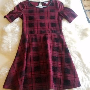 Red Plaid Tartan dress short sleeve